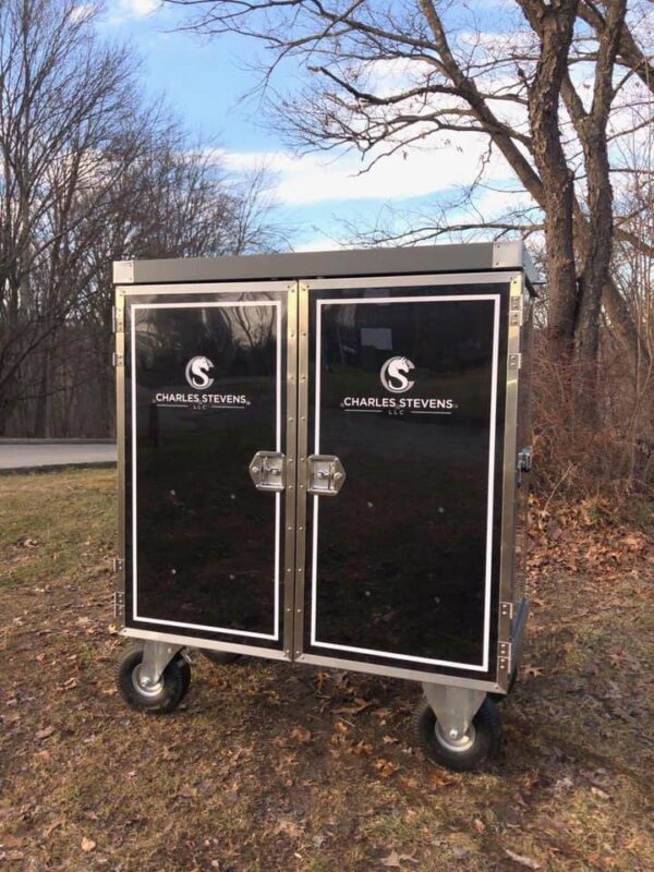 Black Charles Stevens LLC rolling cabinet.