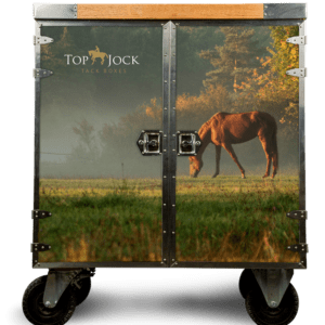 Top Jock tack box with horse image.