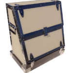 Cream grooming trunk with chrome corner trim