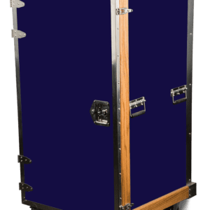 Alan Griffin navy blue rolling trunk.